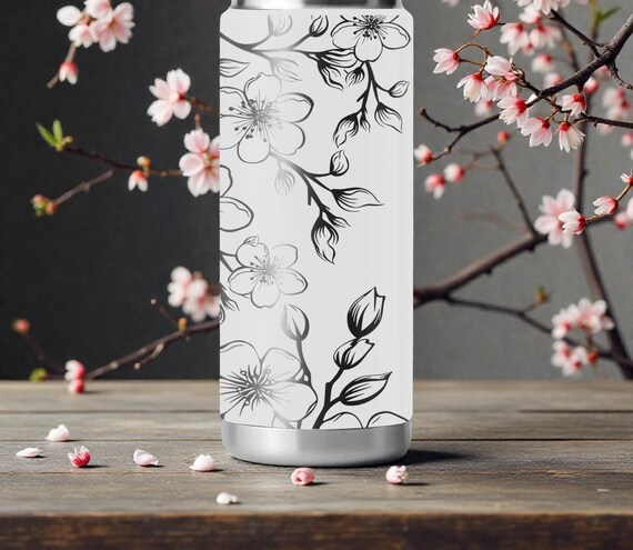 Cherry Blossom YETI Tumbler – Engraved Floral Branch Wrap