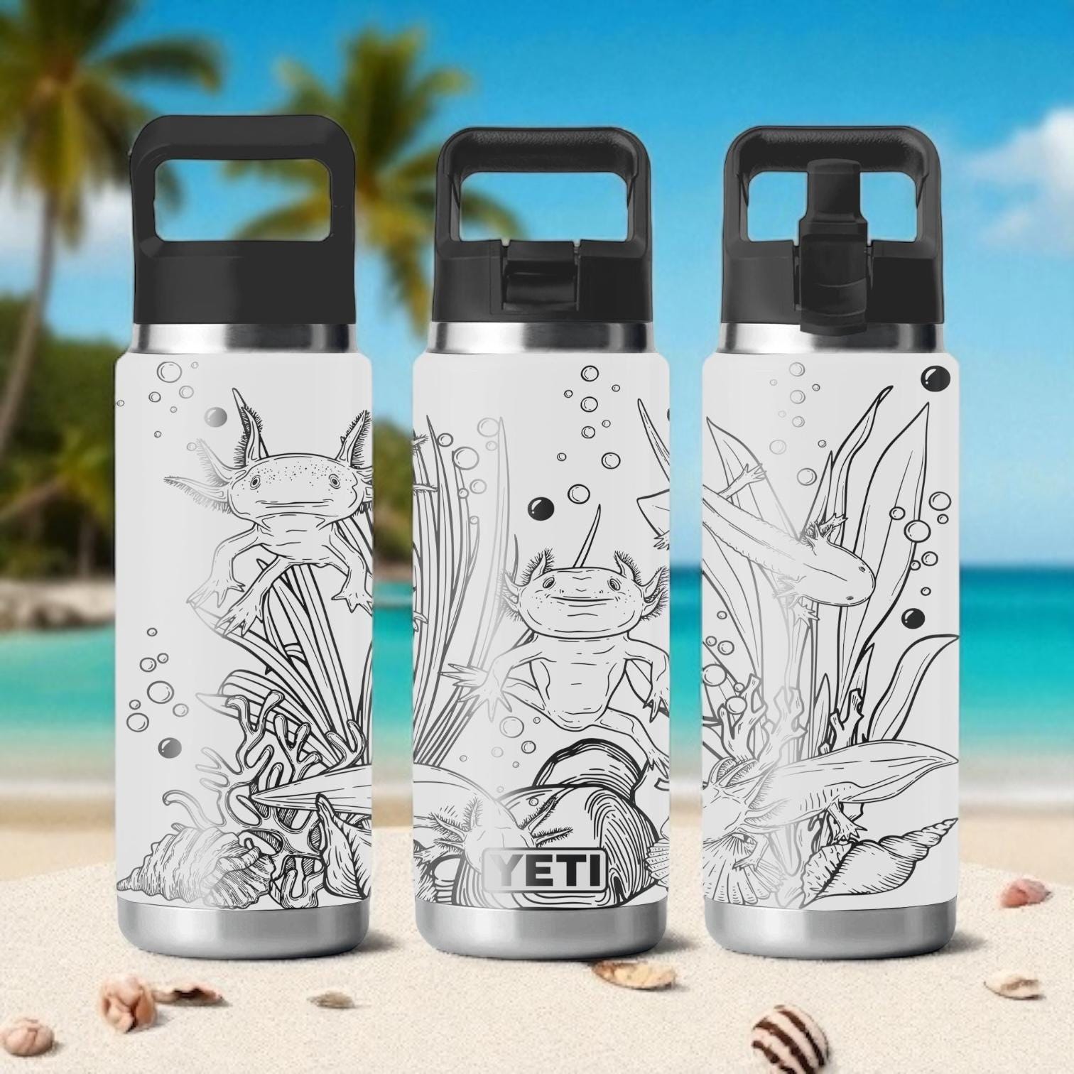 Axolotl YETI Tumbler – Cute Underwater Engraved Wrap With Axolotls
