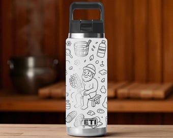 Outer Space Water Bottle – Engraved Planets and Rockets Wrap