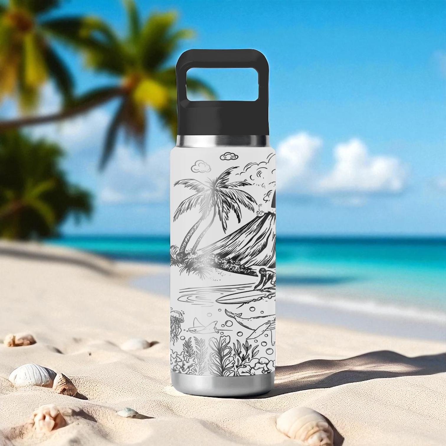 Aloha YETI Tumbler – Engraved Hawaii Surf and Beach Scene