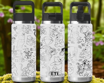 Winnie the Pooh YETI Tumbler – Cute Engraved Wrap – Rambler 12oz 18oz 26oz 36oz 46oz – Straw or Chug Cap – Hundred Acre Gift