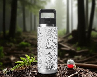 Cute Chameleon YETI Tumbler – Laser Engraved Wrap – Rambler 12oz 18oz 26oz 36oz 46oz – Chug or Straw Cap – Reptile Gift