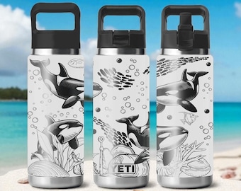 Orca Whale YETI Tumbler – Engraved Rambler 12oz 18oz 26oz 36oz