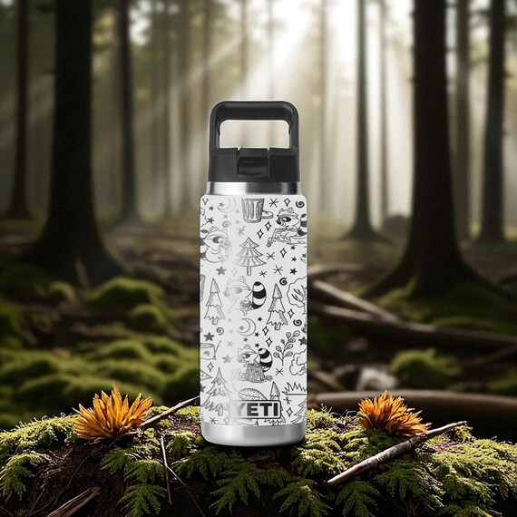 Raccoon Forest YETI Tumbler – Laser Engraved Wrap – Rambler 12oz
