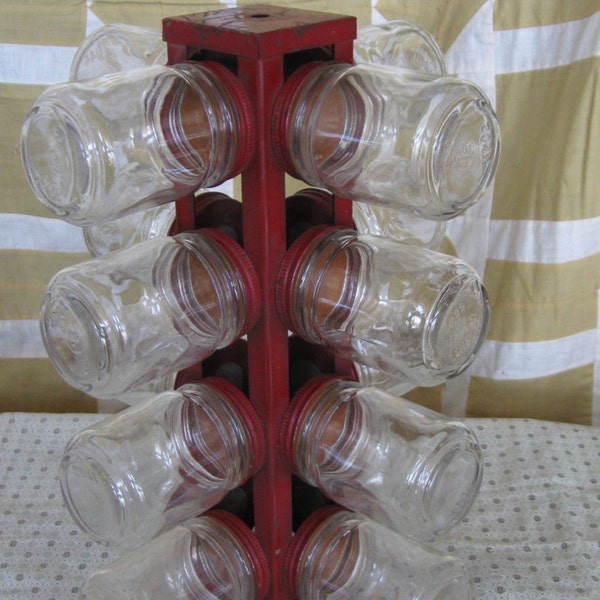 Metal rojo Vintage 16 vidrio jarra piezas organizador manualidades botones cocina almacenamiento