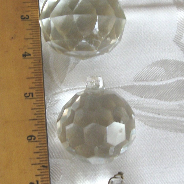 Vintage Chandelier Crystal Round Faceted Glass Suncatcher Ball Prisms Glass Sphere  Lot of 4