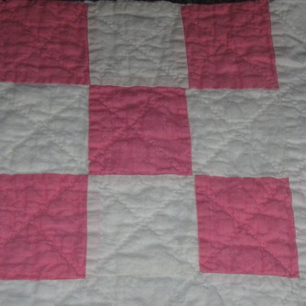 Vintage Pink Quilt Piece Repurpose Patchwork Cutter Quilt