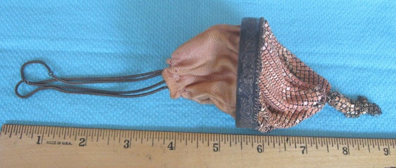 Antique Enameled Childs Purse Pink Peach - image 3