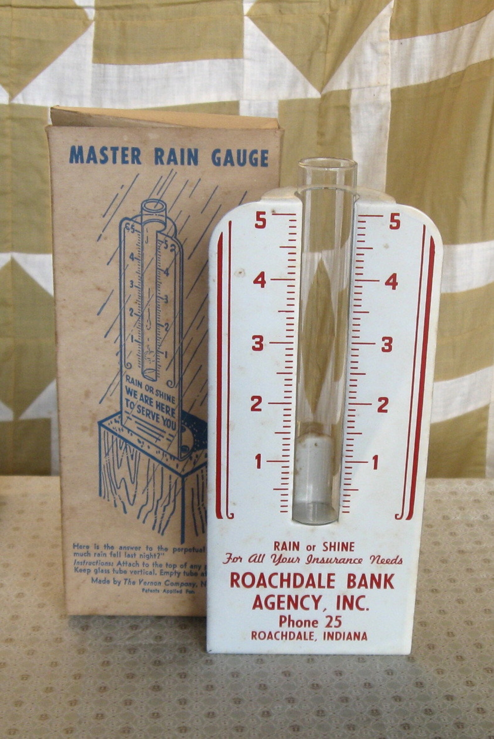 Vintage Rain Gauge Advertising Roachdale Bank Company Phone 25 Etsy