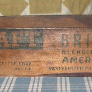 Antique Wood Crate Kraft Brick American Cheese Display Storage Advertising Box Farmhouse Decor