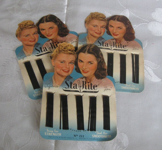 3 Vintage Sta Rite Bobby Hair Pins New Old Stock Etsy