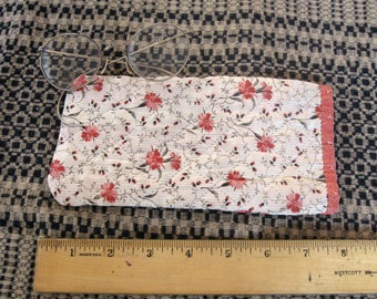 Antique Eye Glasses Soft Case Recycled Patchwork Quilt Eyewear Floral Calico