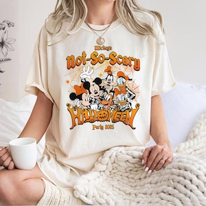 Comfort Colors® Vintage Mickey&#39;s Not So Scary Halloween Party 2025 All Characters Skeleton Shirt, Disney Halloween Shirt PSN1201
