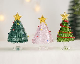 Handgefertigter Glasmalerei-Weihnachtsbaum, einzigartiges Weihnachtsgeschenk, Weihnachtsschmuck-Glasmalerei-Figuren, Weihnachtsdekor, Weihnachtsgeschenk für sie