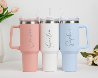 Personalisierter 40-Unzen-Reisebecher mit Deckel und Strohhalm, benutzerdefiniertem Reisebecher, 40-Unzen-Flasche mit Gummigriffstroh, Edelstahlbecher, Weihnachtsgeschenk