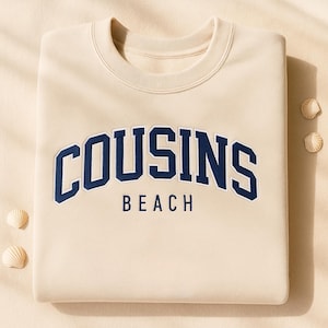 Cousins Beach Embroidered Sweatshirt | Beach Embroidered T-Shirt |Trendy Coastal Tee |East Coast Beach Shirt |Summer Vibes Shirt, Trip Shirt