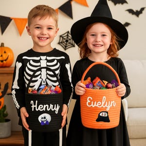 Trick or Treat Bag, Halloween Trick or Treat Basket, Trick or Treat Bucket, Halloween Candy Basket, Halloween Candy Bag, Halloween Tote