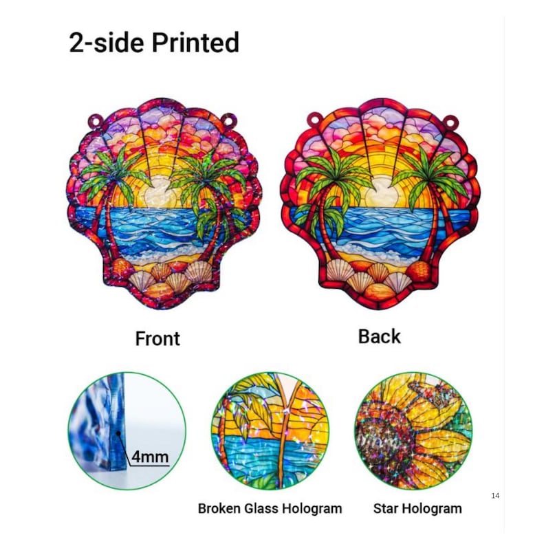 Atrapasol de hoja de roble manchado hecho a mano - Colgante de ventana de hoja marrón otoño - Imagen 3 de 4