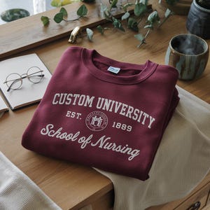 Embroidered Custom College Sweatshirt Hoodie, Embroidered Personalized Logo University Sweatshirt Shirt, College Hoodie, Graduation Gift
