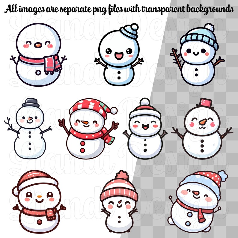 Kawaii Snowmen Clipart - 20 Cute and Frosty Snowman Winter Graphics for ...