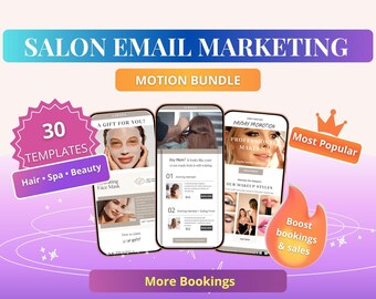 Plantillas de correo electrónico para salones de belleza / Paquete de marketing animado de Canva (descarga digital)