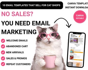 Plantillas de email marketing para tiendas de mascotas / Paquete de Canva (Descarga instantánea)