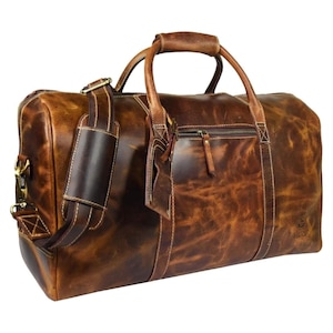 LEATHER CASTLE Leather Weekender Bags, Travel Duffel Bags for Men, Custom Overnight Bag, Personalized Luggage Gift for Him, DAD, Husband