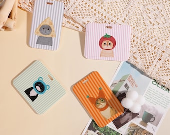 Schattig kitten met capuchon ID-badgehouder, badgehouder, ID-houder, sleutelkoordaccessoire, cadeau leraar, kaartbeschermer, badgehouder verpleegkundige/dokter/student