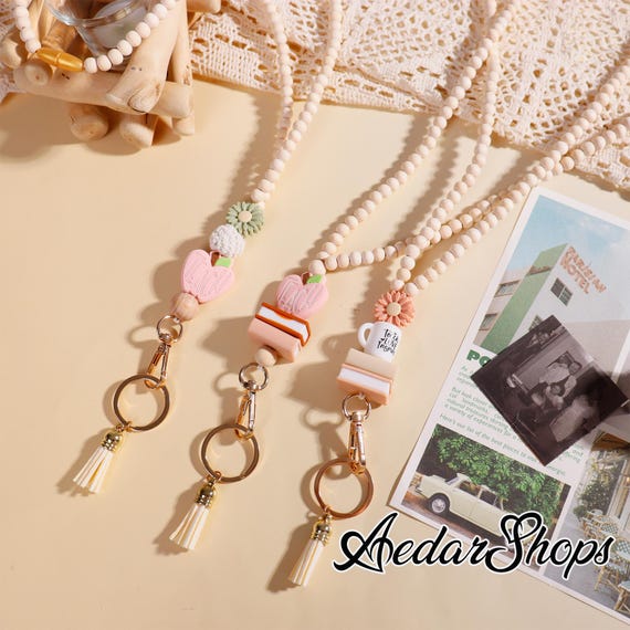 Wooden Book Lanyard Flower Book Pattern Lanyard,handmade Wood Bead Lanyard For  Teachers/students/professionals,teacher Lanyard,teacher Gift,personalized  Lanyard UK