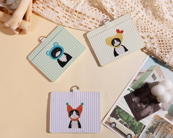 Schattige kat, gepersonaliseerde ID-badgehouder, badgehouder, ID-houder, zachte houder, cadeau leraar, kaartbeschermer, badgehouder verpleegkundige/dokter/student
