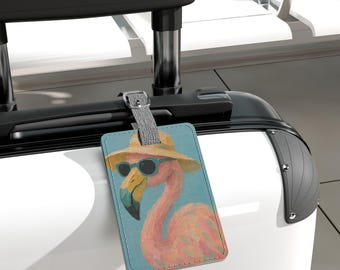 Tropischer Flamingo Gepäckanhänger, Urlaub Reisezubehör, Spaß Sommer Geschenk, Strand Dekor, personalisierte Gepäckkennung, Flamingo, Flamingos, Flamingos, Flamingos