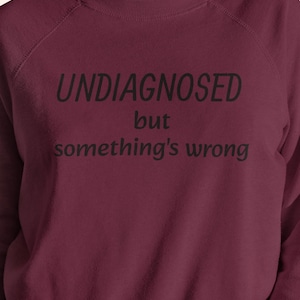 Embroidered Cozy Sweatshirt, Undiagnosed but something&#39;s wrong, Unisex Crewneck, Comfortable Jumper, Funny Gift, Warm Pullover, Statement