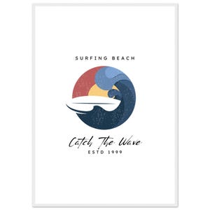 Póster de pared con diseño de olas del océano, decoración náutica de playa, impresión costera de acuarela para el hogar, la oficina, el dormitorio, regalo para los amantes del mar.