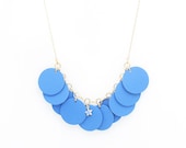 Blue leather necklace- leather circles necklace- statement necklace- bridesmaid necklace- bridal necklace- geometric necklace