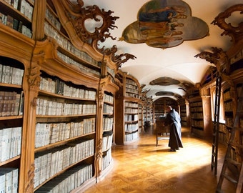 Monastic 01 ||| Prague Photography | Travel Photography | Beautiful Library | Vintage Books | Cinematic Wall Art | History in Books