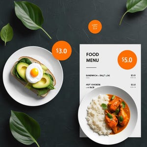 Editable Food Menu Template | Printable Restaurant Menu Canva | Modern Minimalist Cafe Menu Design | Digital Download