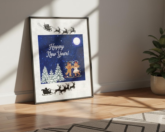 Happy New Year Gingerbread Printable Wall Art