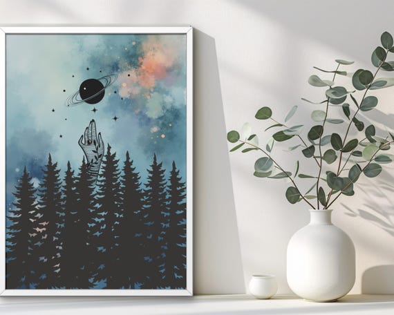 Cosmic Forest Dream: Surreal Skyscape