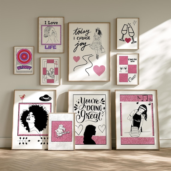 Modern Pink Art Set- Printable Poster Collection