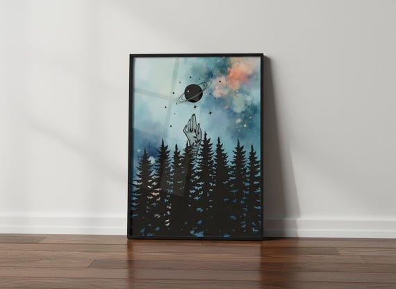 Cosmic Forest Dream: Surreal Skyscape