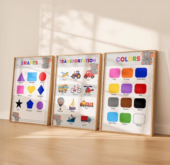 A3 educational poster - classroom decor set of educational posters- playroom print-preschool poster-education-classroom bundle -kindergarten