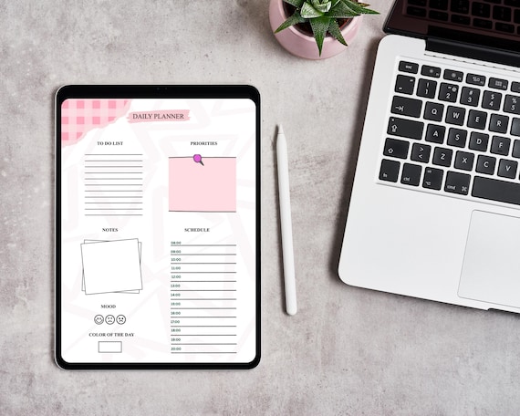 Pink Minimal Daily Planner: A4 Printable with Mood Tracker (PDF)