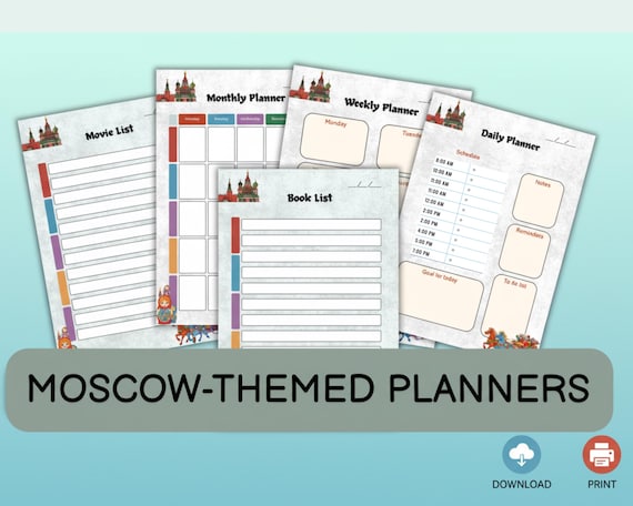 Russia Moscow Digital Pack - SVG Clipart Set - Kremlin Red Square Icons - Printable Planner & Wall Art