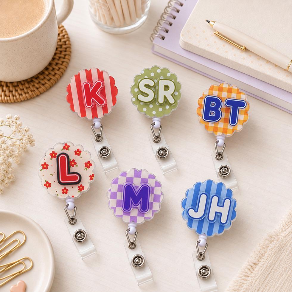 Personalized Initial Nurse Badge Reel, Custom Acrylic Badge Id Holder, Gift for Nurse, Medical Student, Doctor, RN, CNA