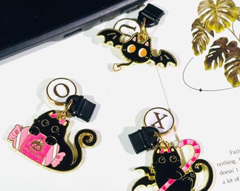 Halloween Black Cat Kindle Charm: Personalized E-Reader Dust Plug
