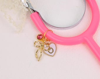 Personalized Nurse Stethoscope Charm, Custom Initial Heart Gift for Medical Professionals, Medical Student, Doctor, RN, CNA