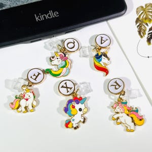 Custom Unicorn Kindle Charm, Phone Charm, Dust Plug Charm, E-Reader Accessory, Gift for Bookish