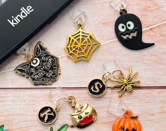 Halloween Kindle Charm Dust Plug, Custom E-Reader Accessory, Spooky Phone Charm, Gift for Book Lovers