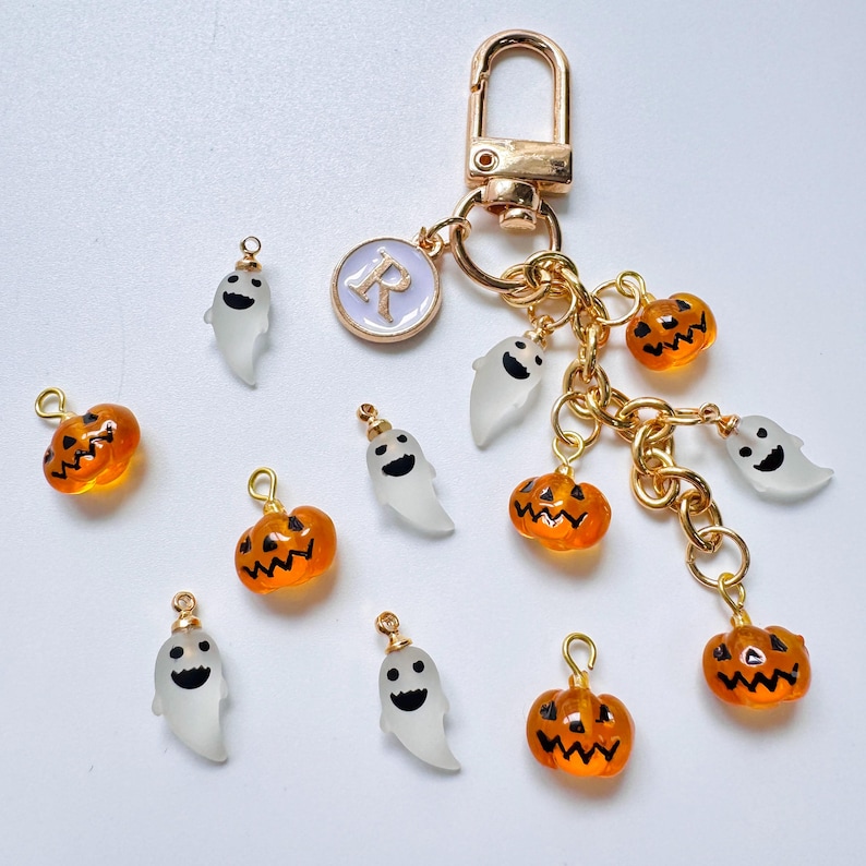 Anpassad Halloween Kindle-berlock, pumpa-spöke e-läsartillbehörsväska-berlocker, boklig present till bokälskare bild 3