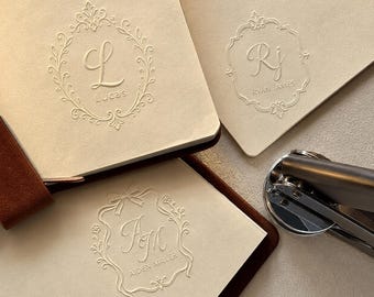 Custom Book Embosser, Personalized Book Stamp with Gold Foil Stickers, From the Library of Embosser, Monogram Book Lover Gift, Name Seal